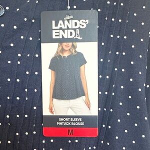 Lands' End Black and White Polka Dot Blouse